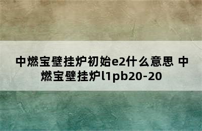 中燃宝壁挂炉初始e2什么意思 中燃宝壁挂炉l1pb20-20